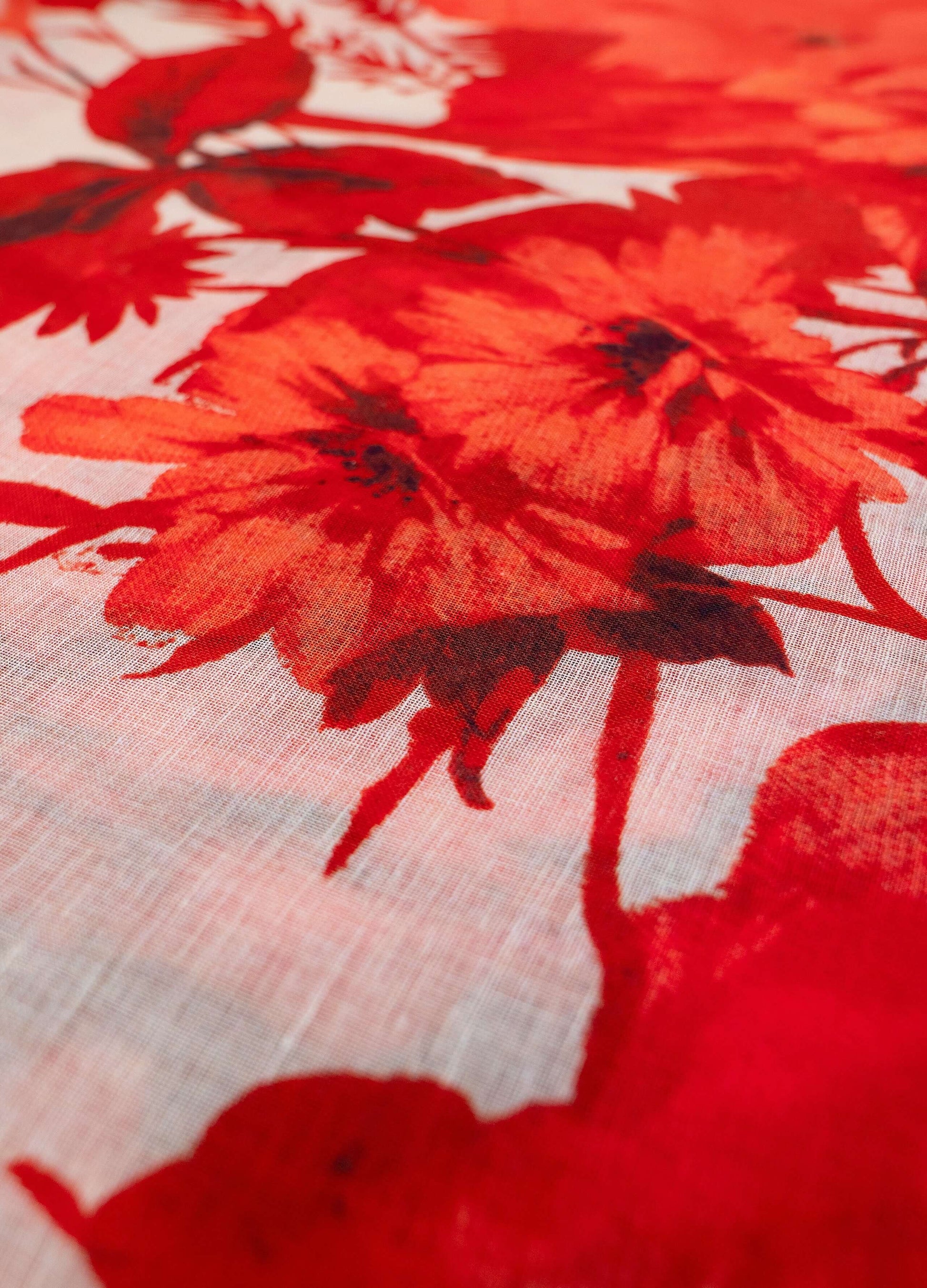 Powder Designs Linen/Cotton Scarf - Rouge Blooms