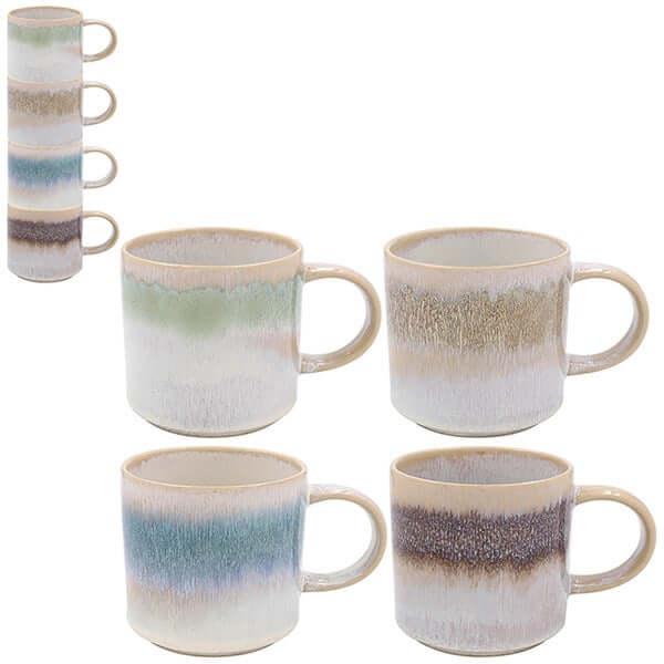 Elements Stone Glaze Stacking Mugs - Mottle Set of 4