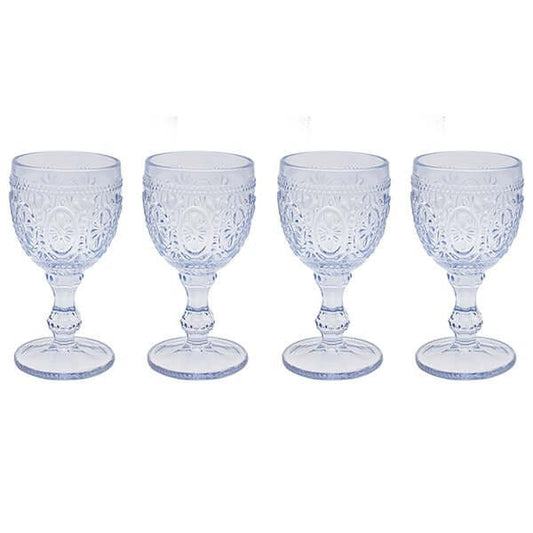 Set of 4 Blue Victorian Wine Glasses