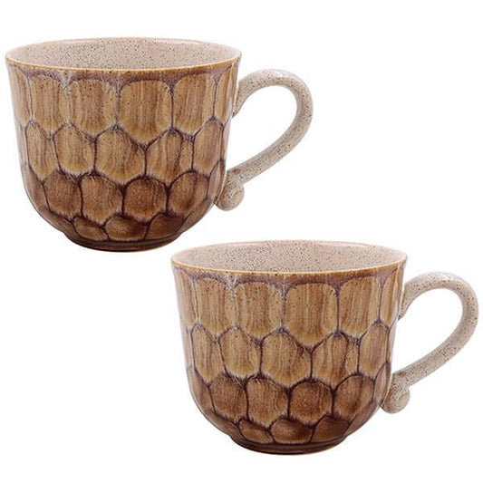 Reactive Glaze Mugs - Brown Set of 2