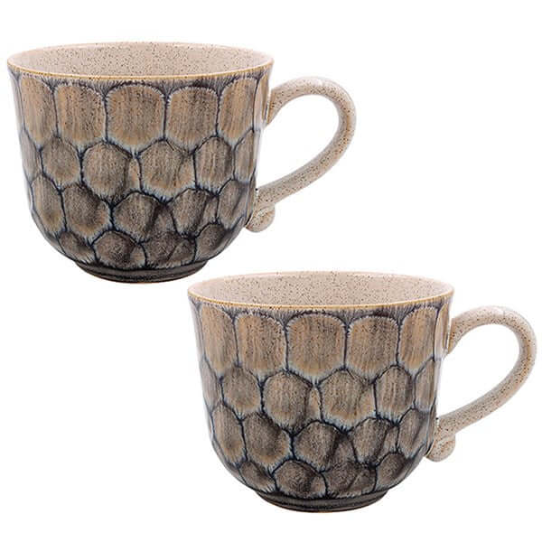 Reactive Glaze Mugs - Blue/Grey Set of 2