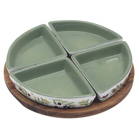 Olive Grove Snack Dishes on Tray - Set of 4