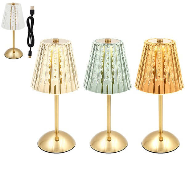 Embossed Glass Touch Lamp LED Gold