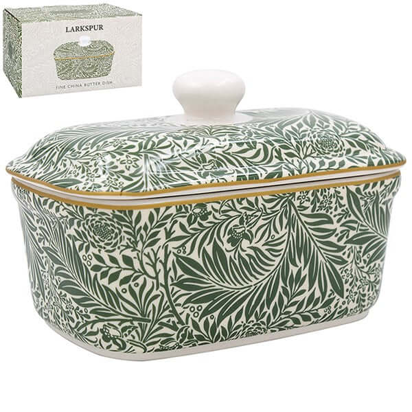 William Morris Larkspur Leaves Butter Dish