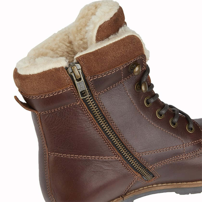 Dark Brown Leather Lace/Zip High Ankle Country Boot