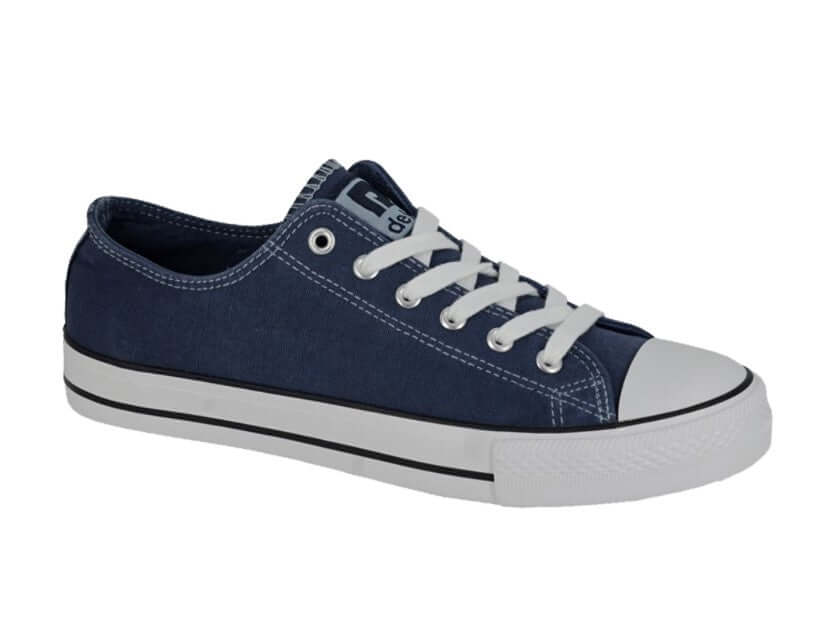 Ladies Navy Washed Canvas Pump