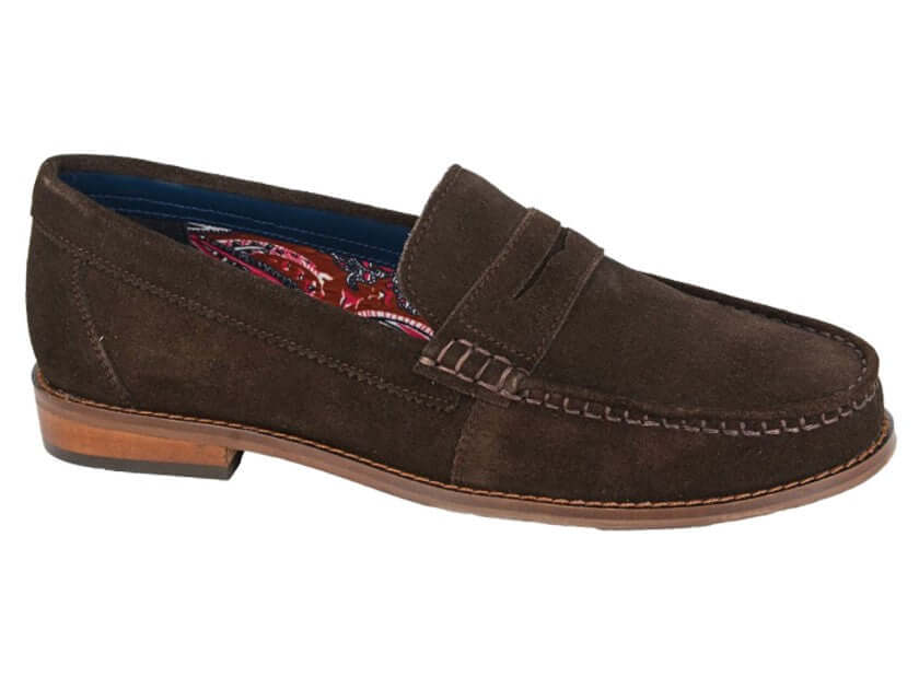 Mens Dark Brown Real Suede Loafer