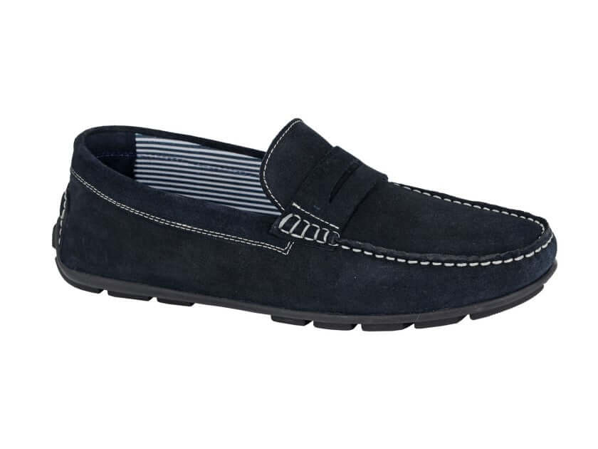 Mens Navy Real Suede Loafer