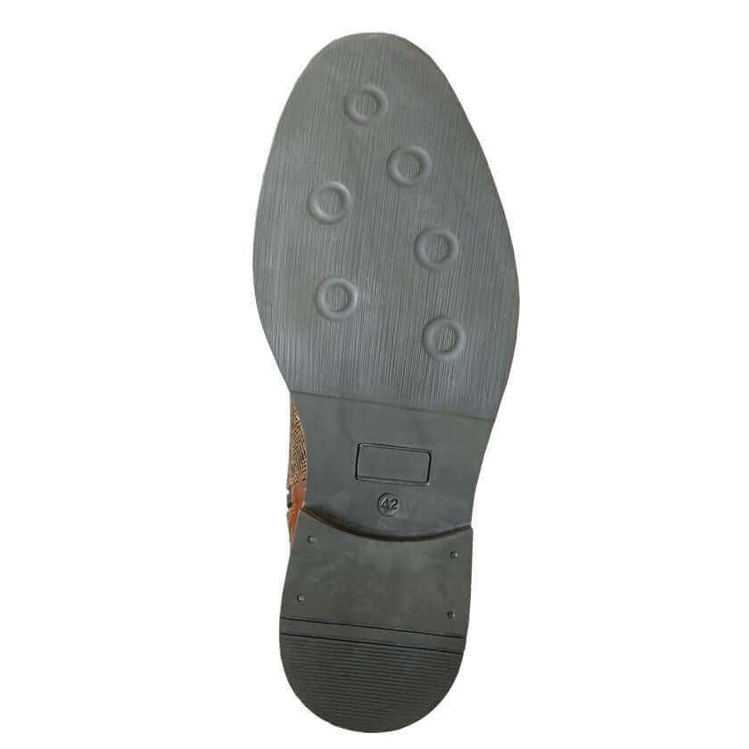 Mens Tan Herringbone Leather Ankle Boots