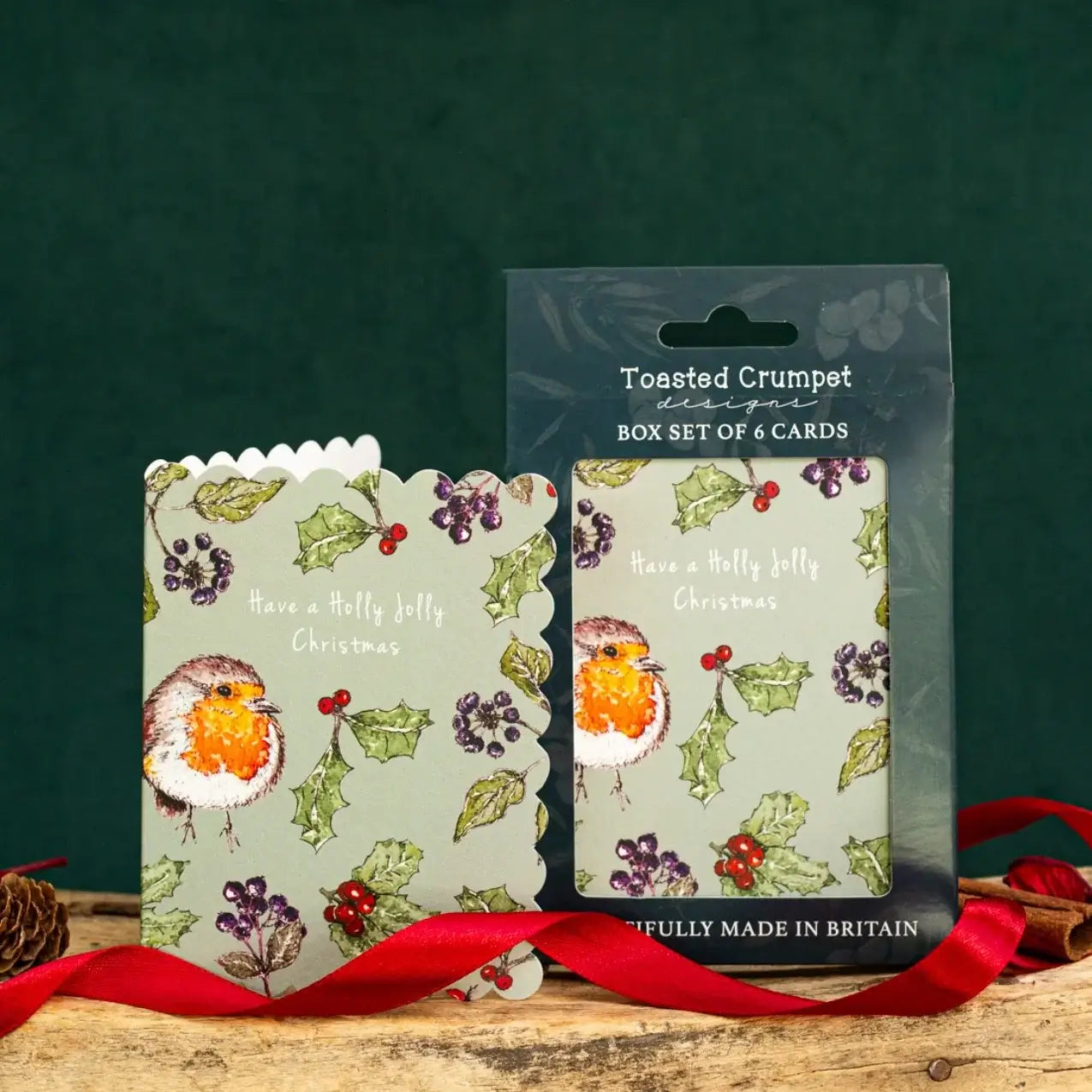 Holly Jolly Christmas (Sage Green) Set of 6 Cards