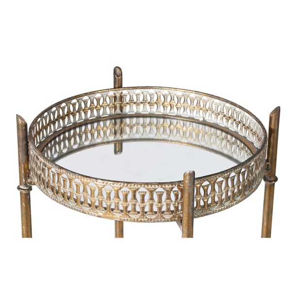 Gold Distressed Mirrored Tray Table