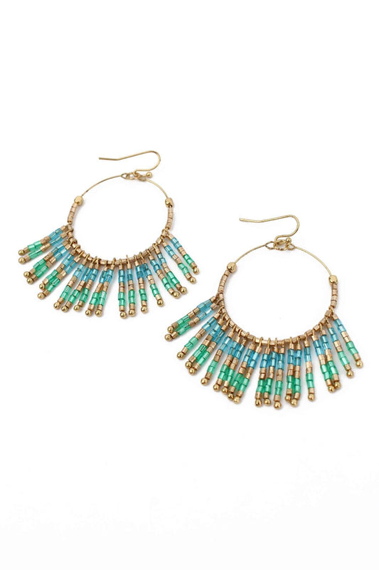 Mint & Blue Tassel Earrings