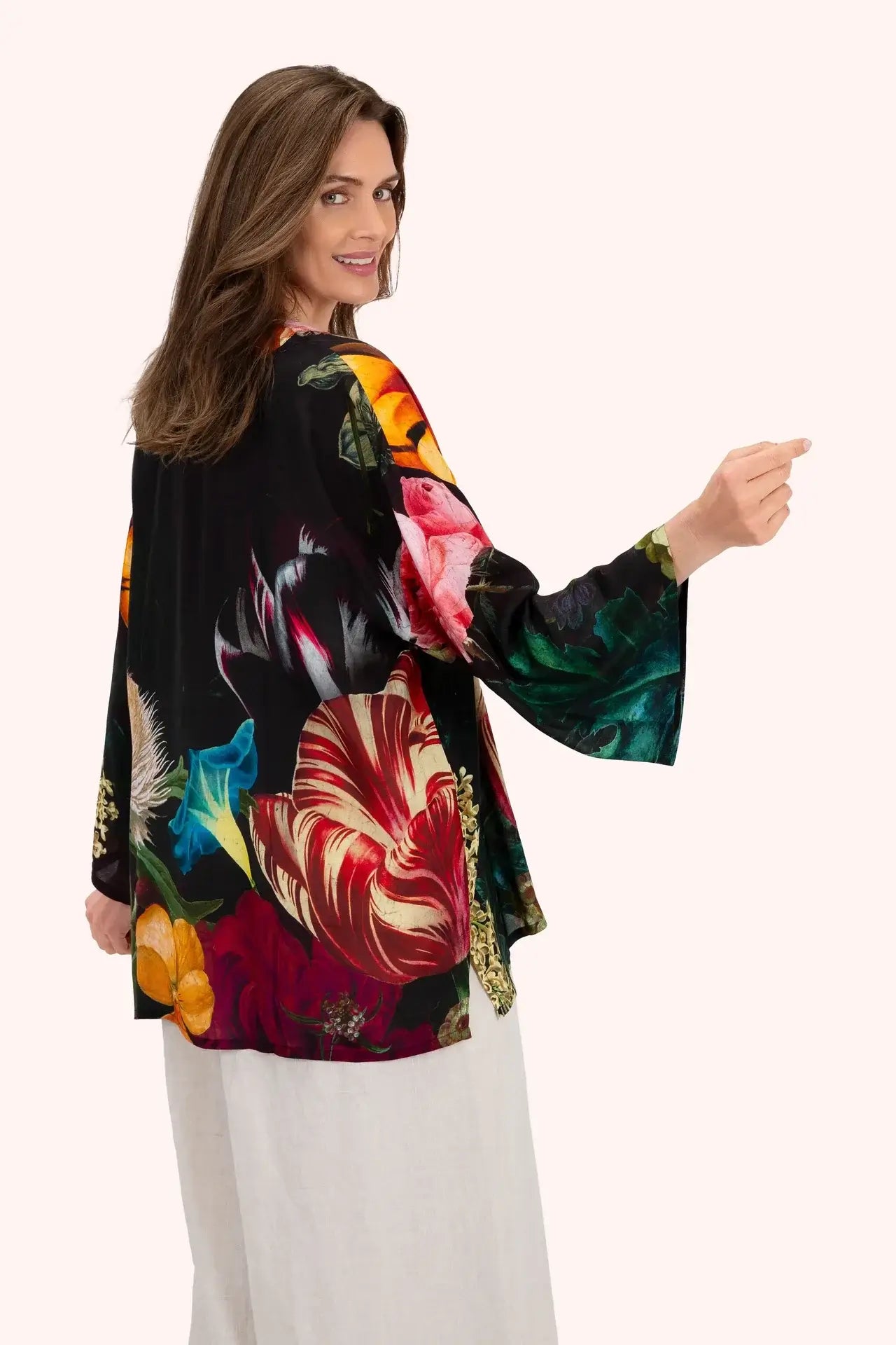 Powder Design Kimono Jacket - Opulant Florals, Chocolate