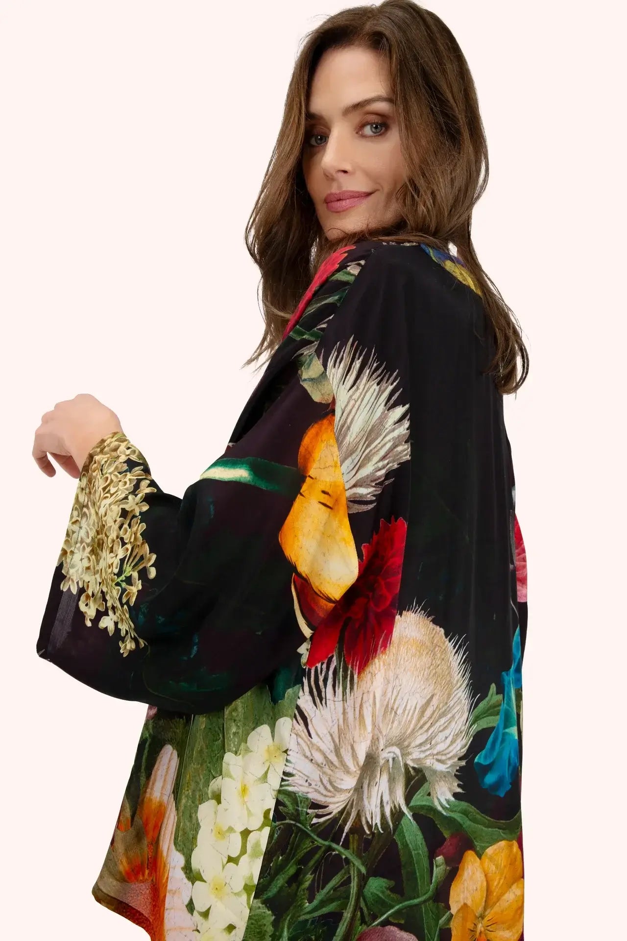 Powder Design Kimono Jacket - Opulant Florals, Chocolate