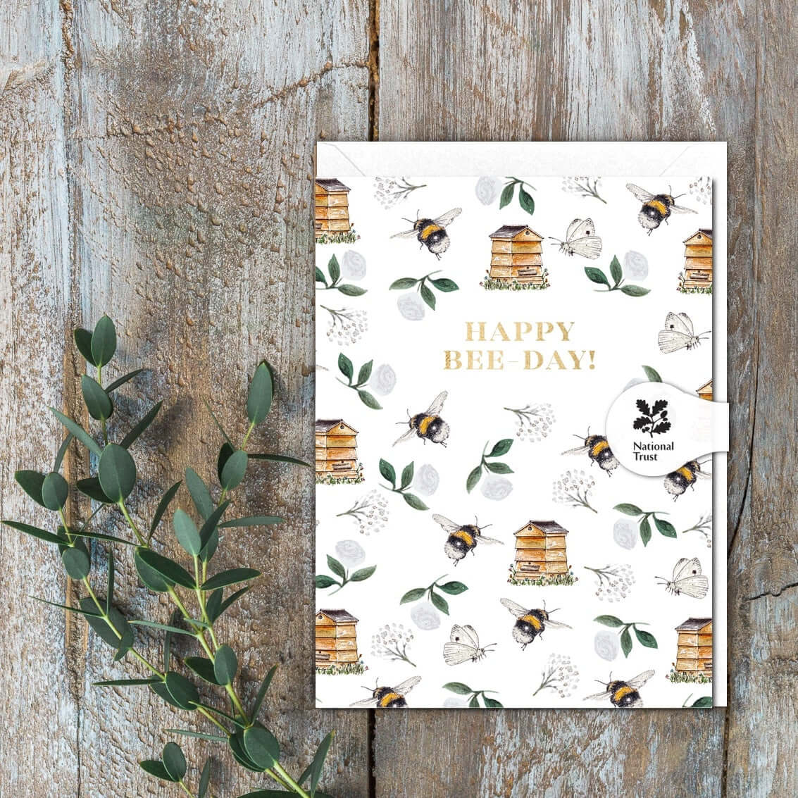 Happy Bee-Day! 'Bees & Beehives' Card (Cello-Free)