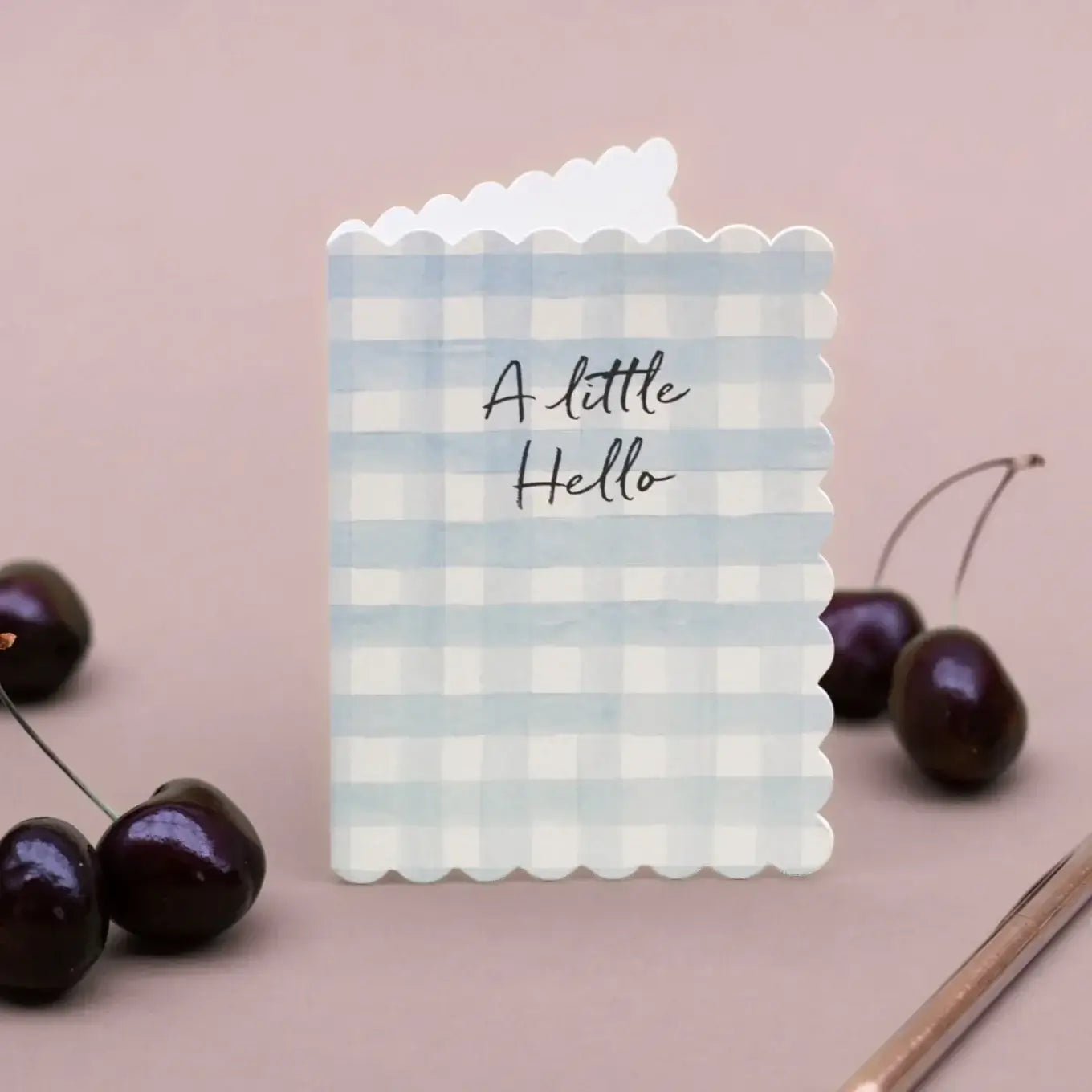 A Little Hello (Sky Blue Gingham) Card