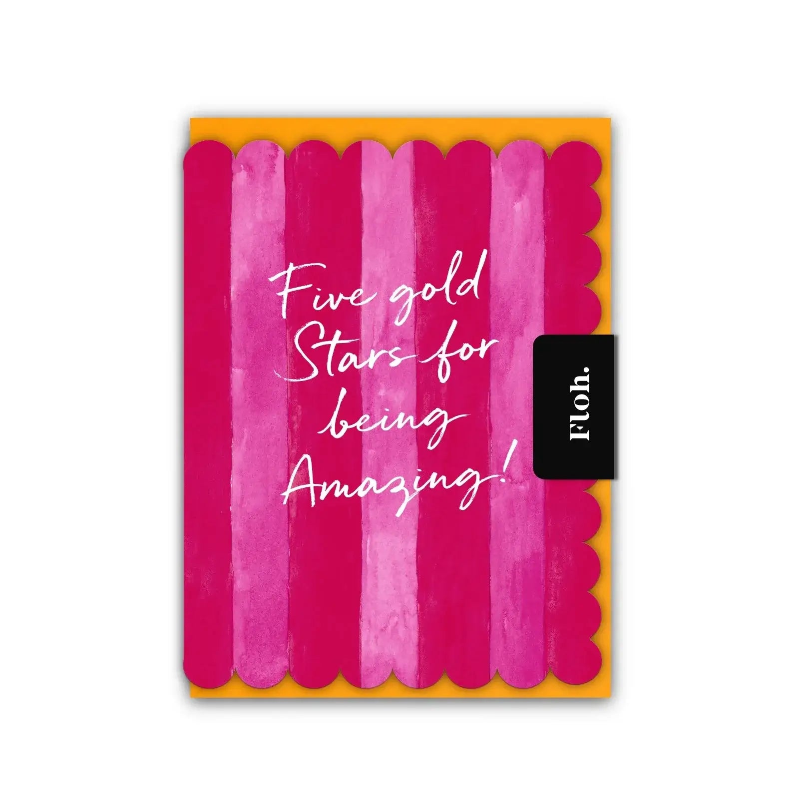 Five Gold Stars (Raspberry & Cherry Stripes) Card