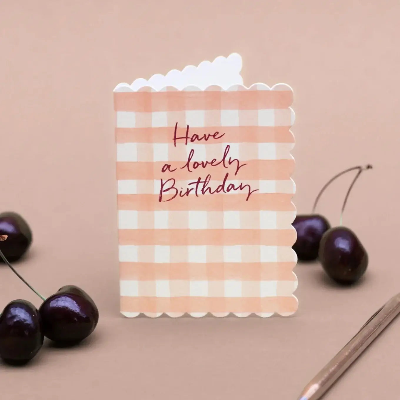 Have a lovely Birthday (Peach Gingham) Card