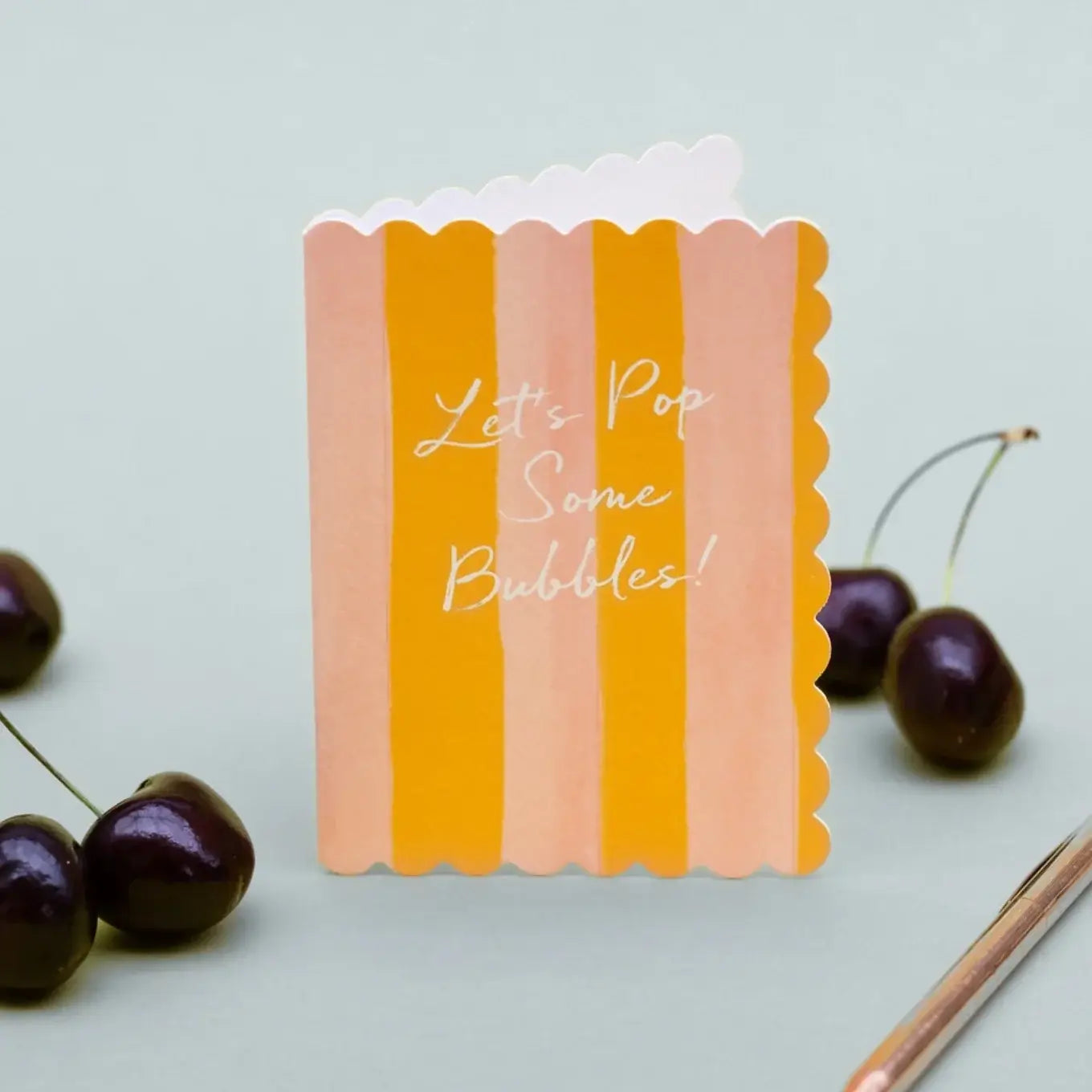 Lets Pop some Bubbles (Peach & Lemon Stripes) Card