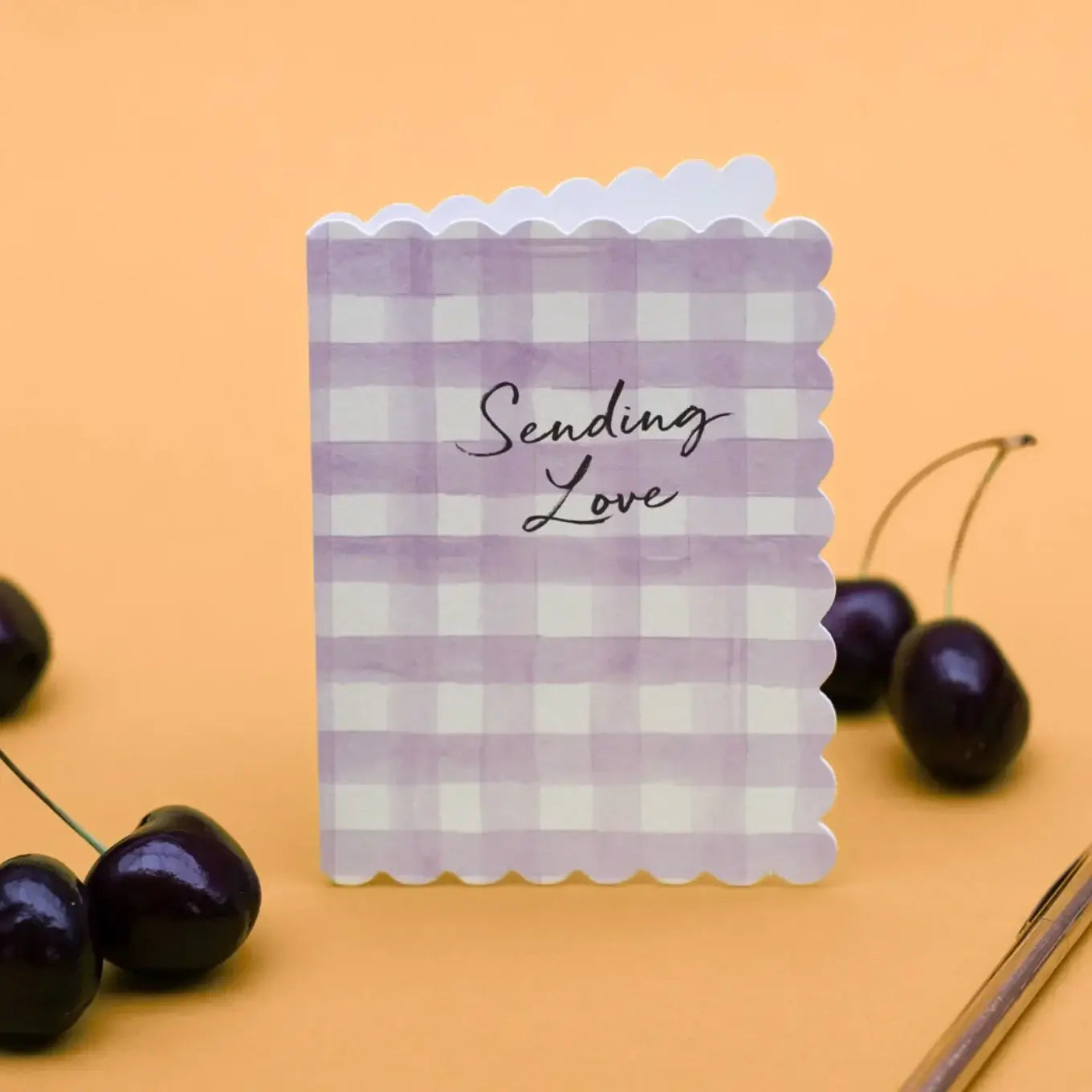 Sending Love (Lavender Gingham) Card