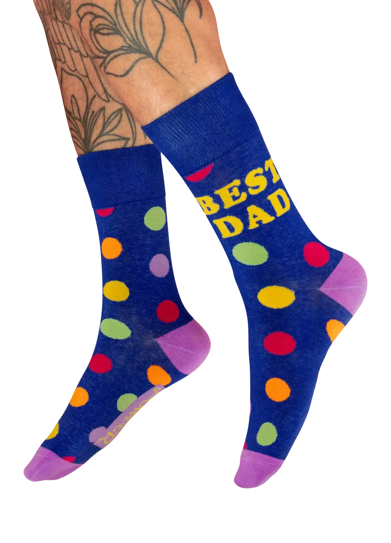 Powder Design Men's Socks - Best Dad Polka Dot Navy