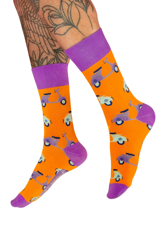 Powder Design Men's Socks - Vintage Vespa in Tangerine