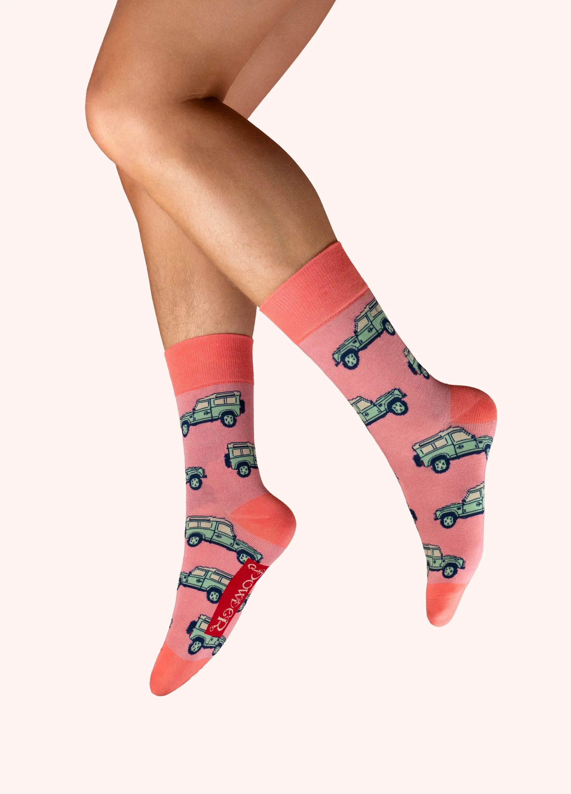 Powder Design Men's ankle socks - Vintage Land rover in rose