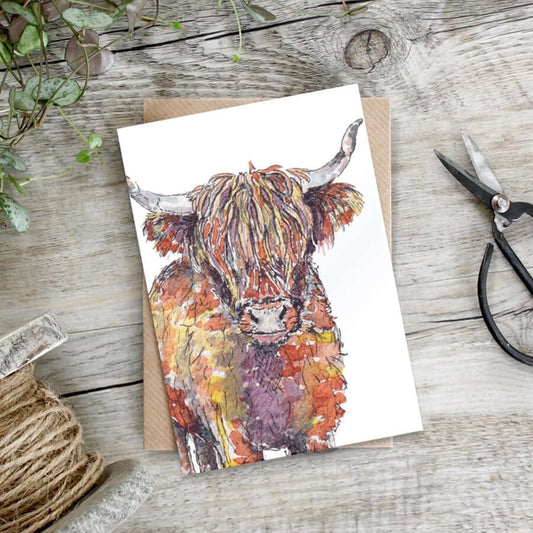 Highland Cow Single Card Cello-Free