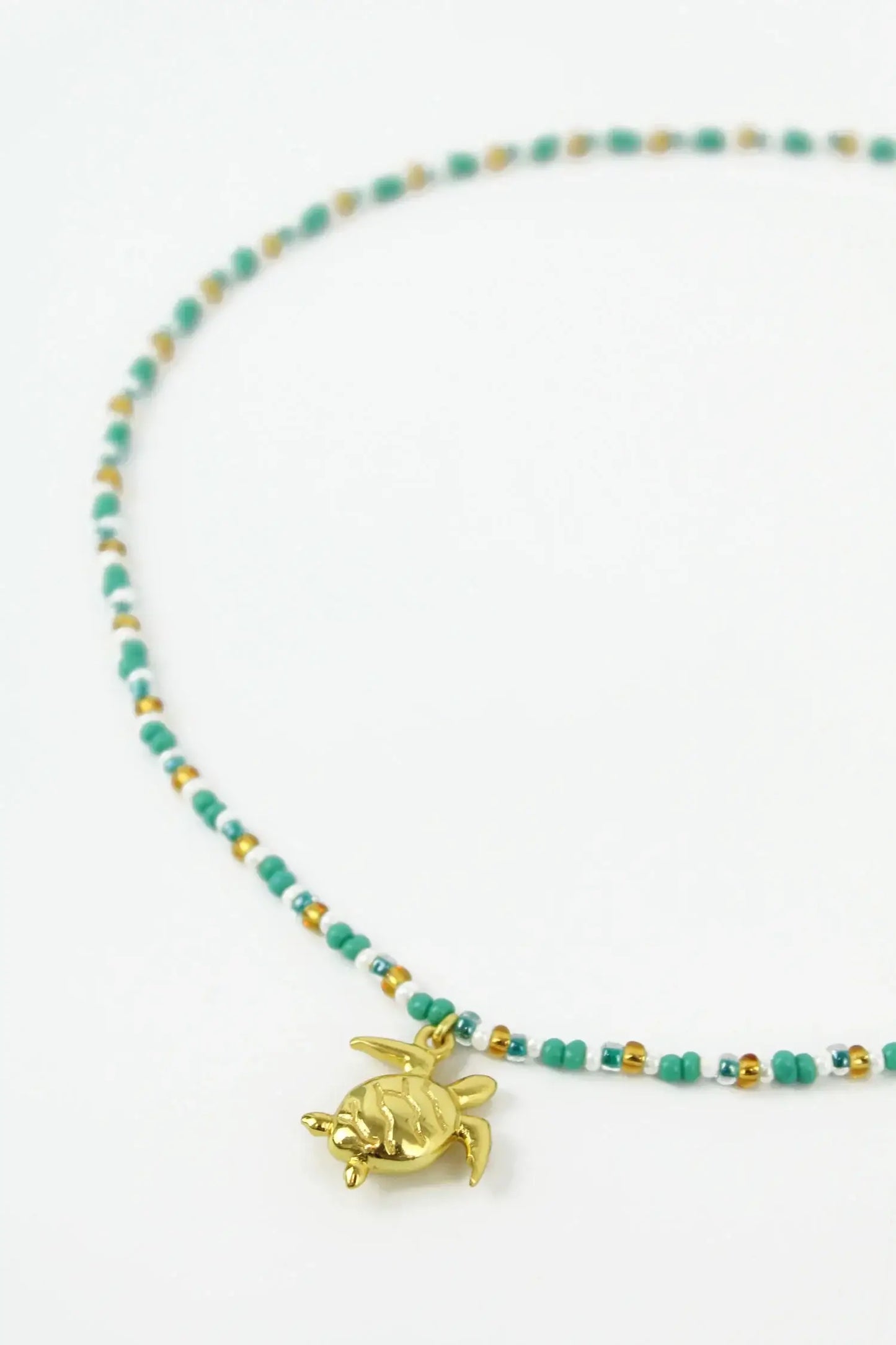 Gold Turtle Beaded Necklace