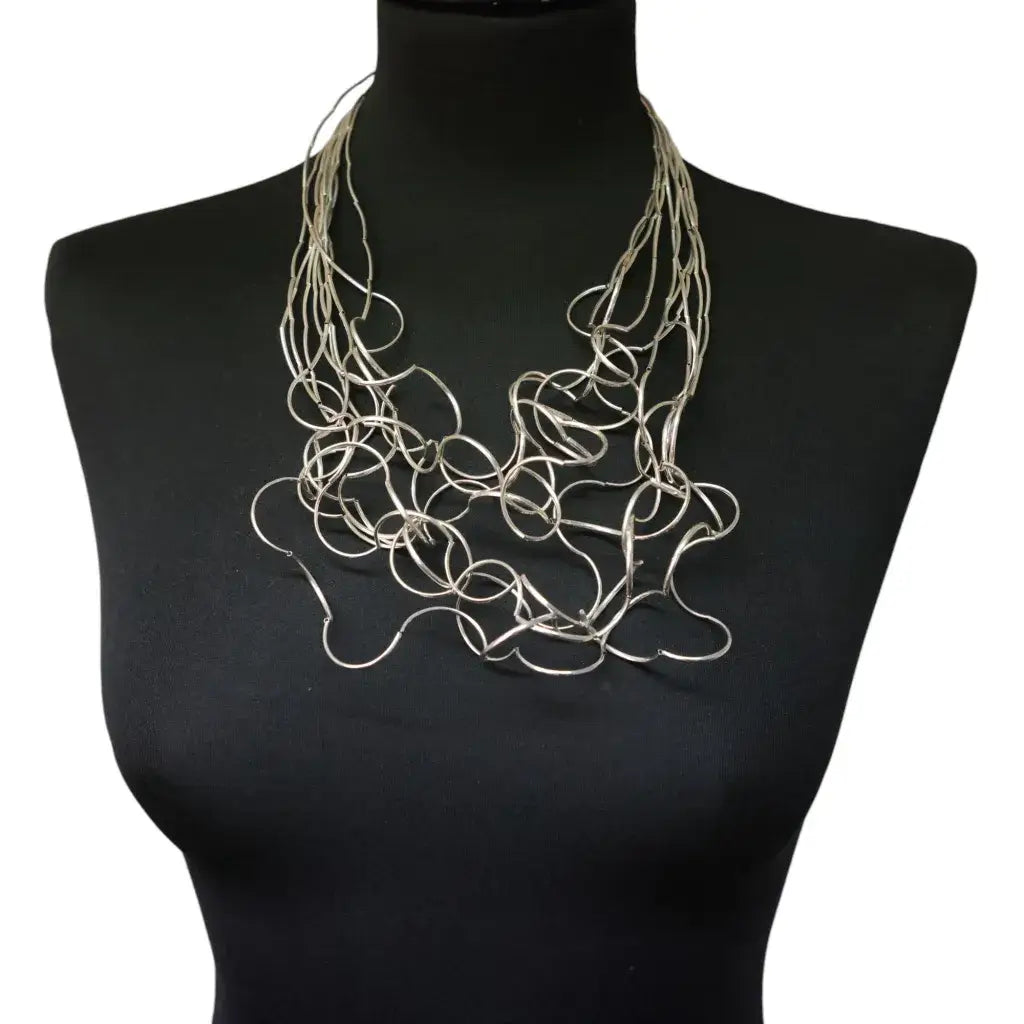Jess & Lou - Statement Multi Strand Necklace Silver