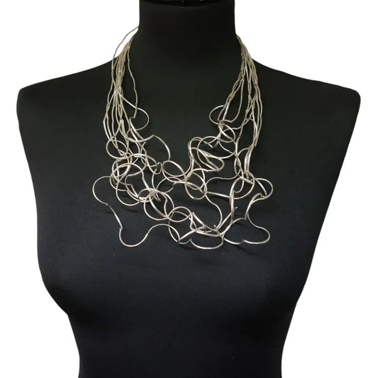 Jess & Lou - Statement Multi Strand Necklace Silver