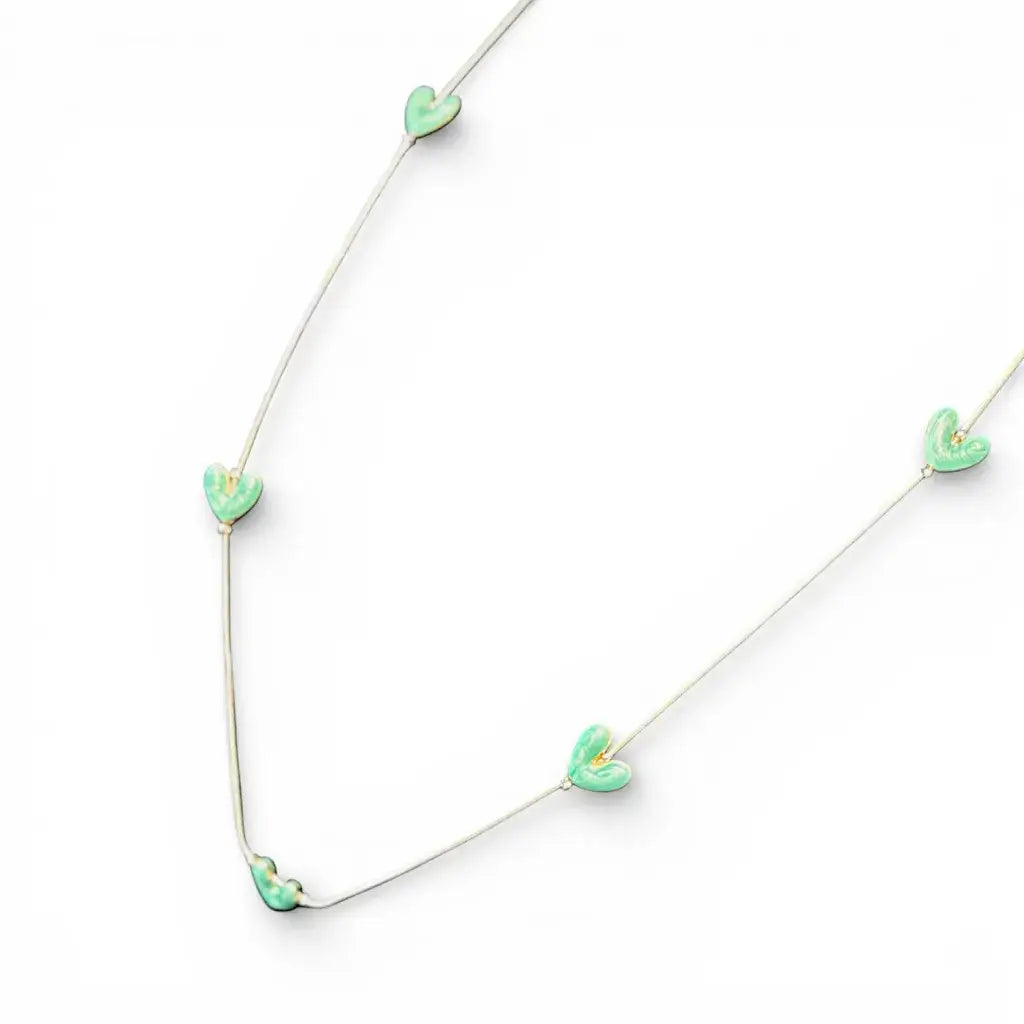 Jess & Lou - Heart Pearlescent Necklace Aqua