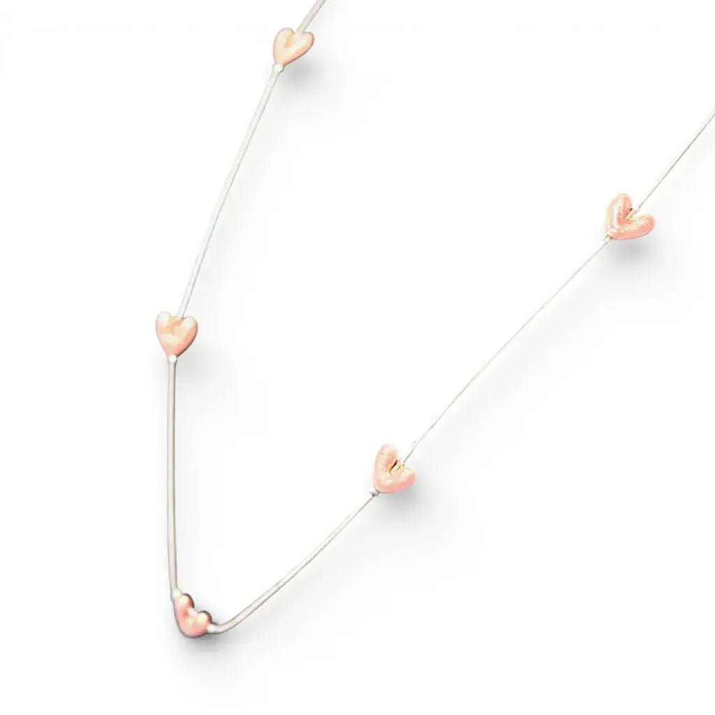 Jess & Lou - Heart Pearlescent Necklace Pink