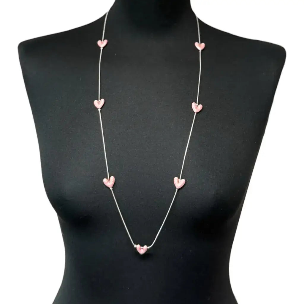 Jess & Lou - Heart Pearlescent Necklace Pink