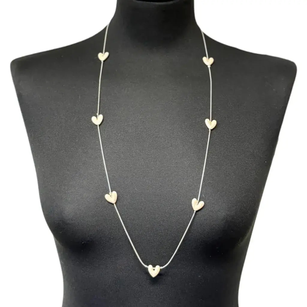 Jess & Lou - Heart Pearlescent Necklace White