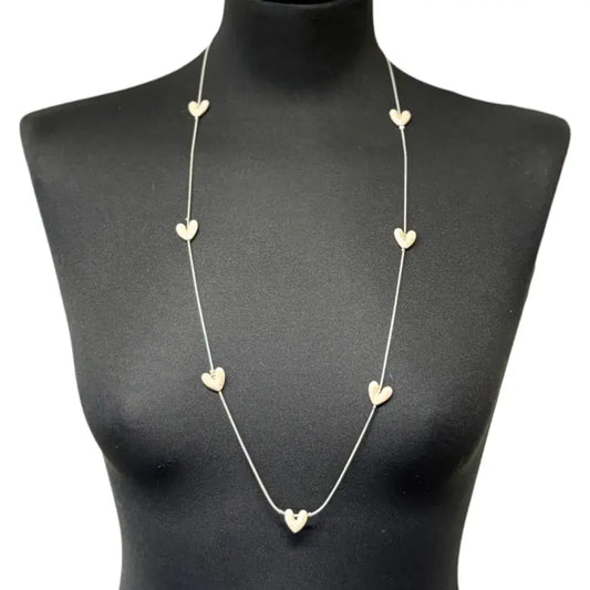 Jess & Lou - Heart Pearlescent Necklace White