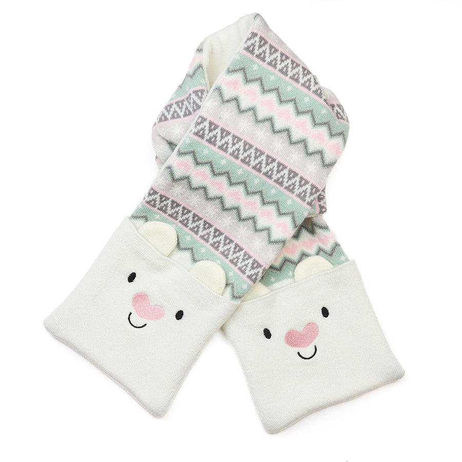 POM Cherie - Winter wonderland pastel scarf with polar bear pockets