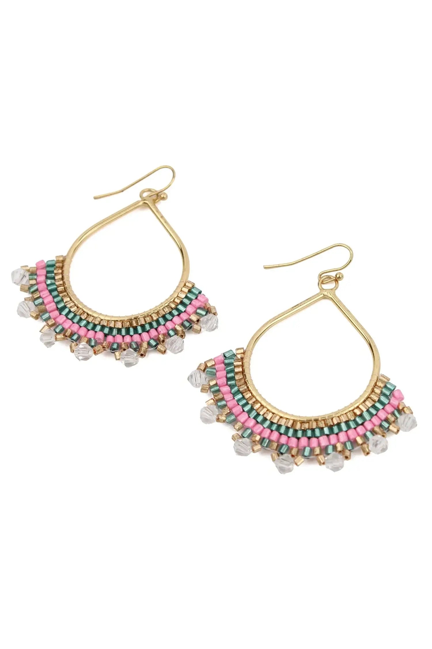 Pink & Green Teardrop Earrings