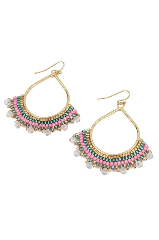 Pink & Green Teardrop Earrings