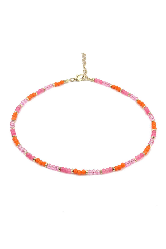 Cream Flower Beaded Necklace