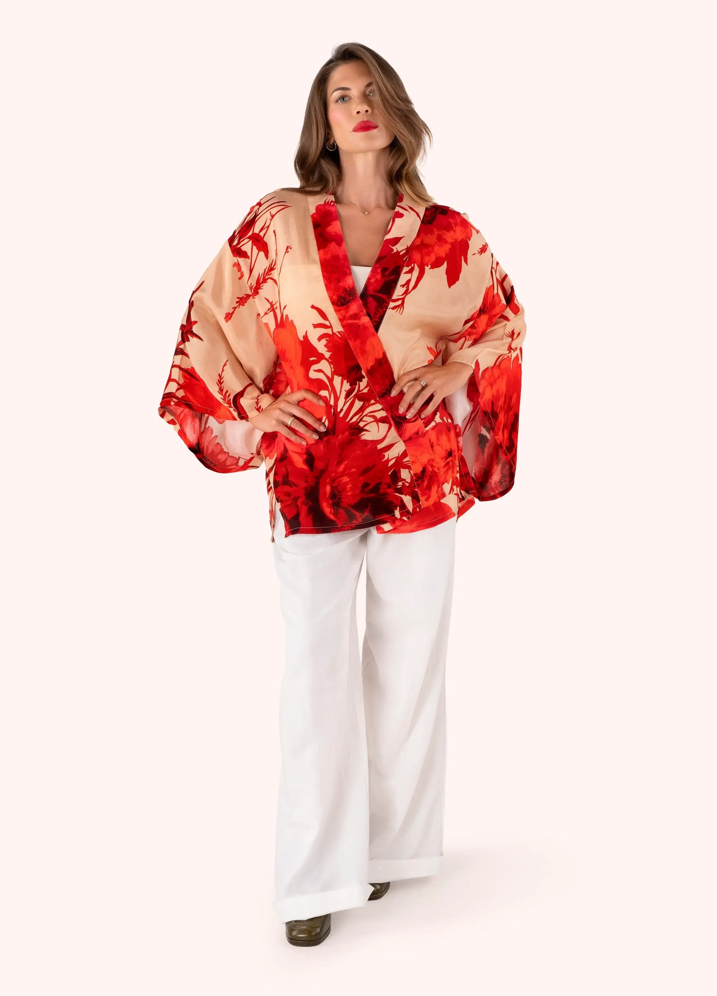 Powder Design Kimono Jacket - Rouge Blooms