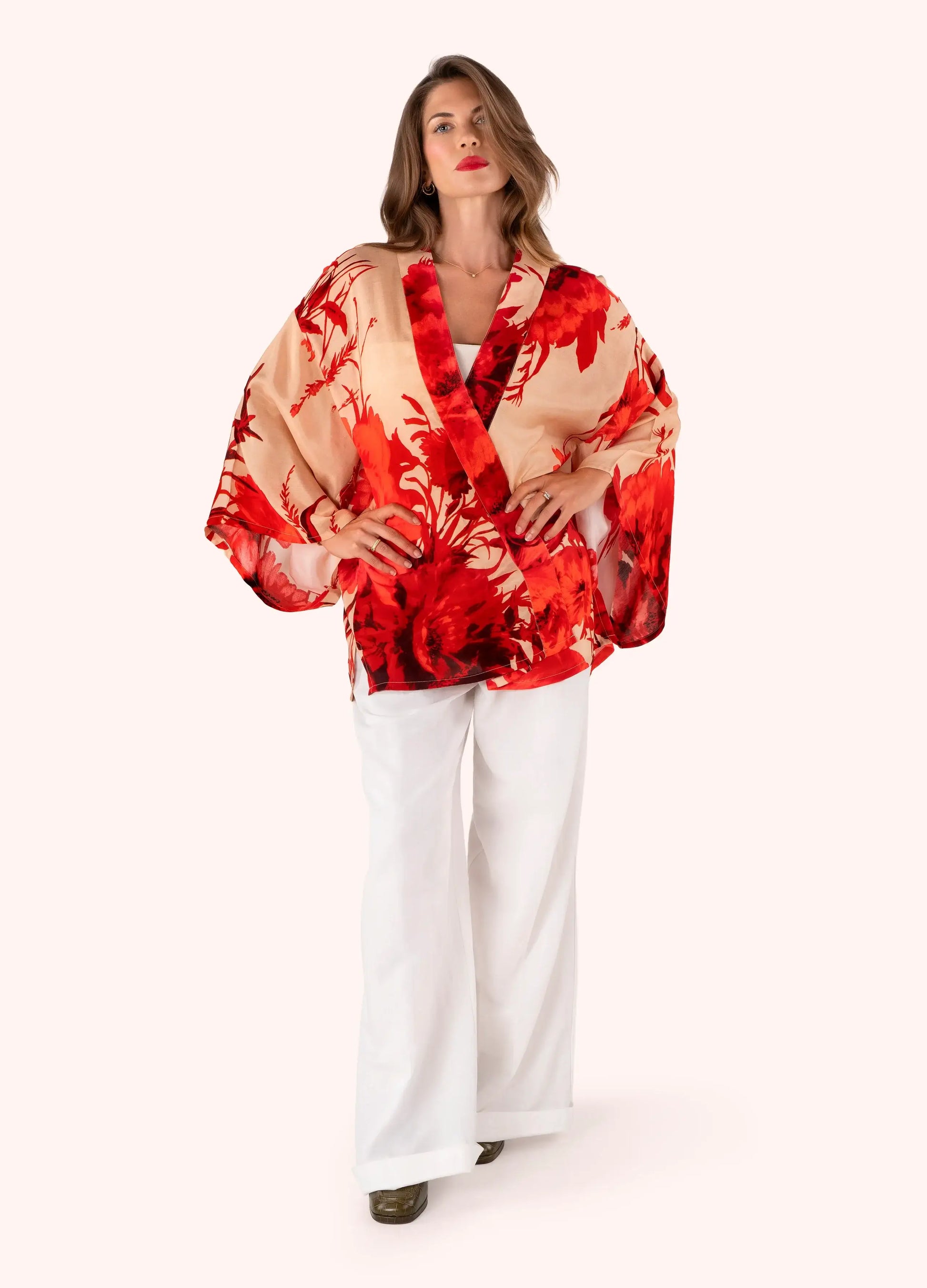 Powder Design Kimono Jacket - Rouge Blooms