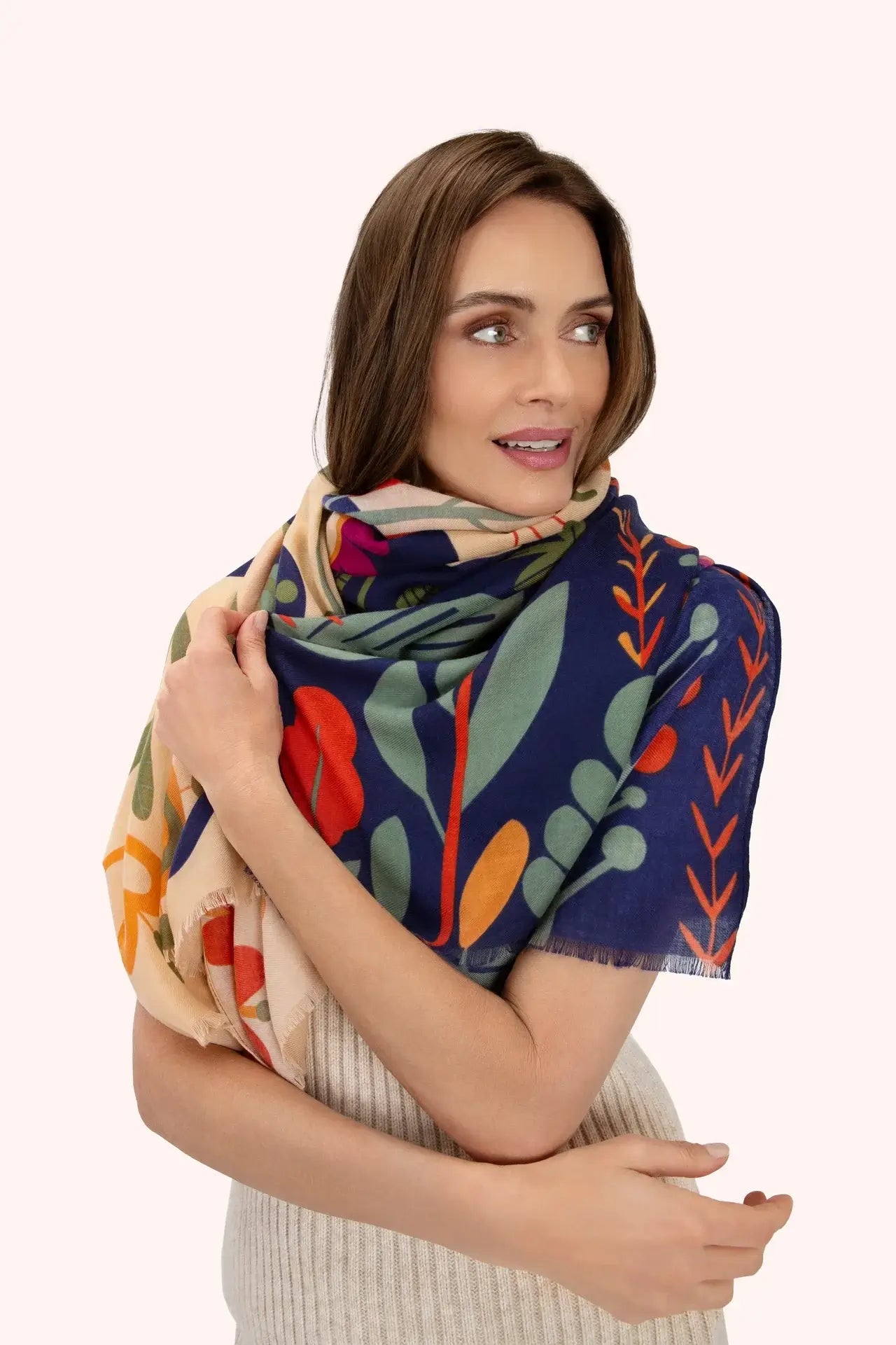 Powder Design Print Scarf - Scandi Two-Tone Floral
