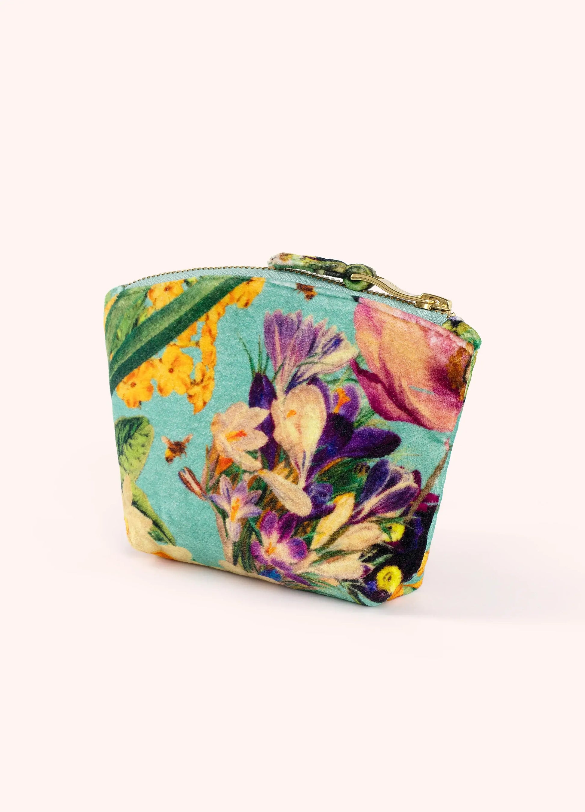 Powder Design Printed Velvet Mini Pouch -Spring Flora