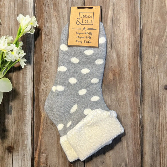 Splendid Spots Grey Super Cosy Cuff Socks