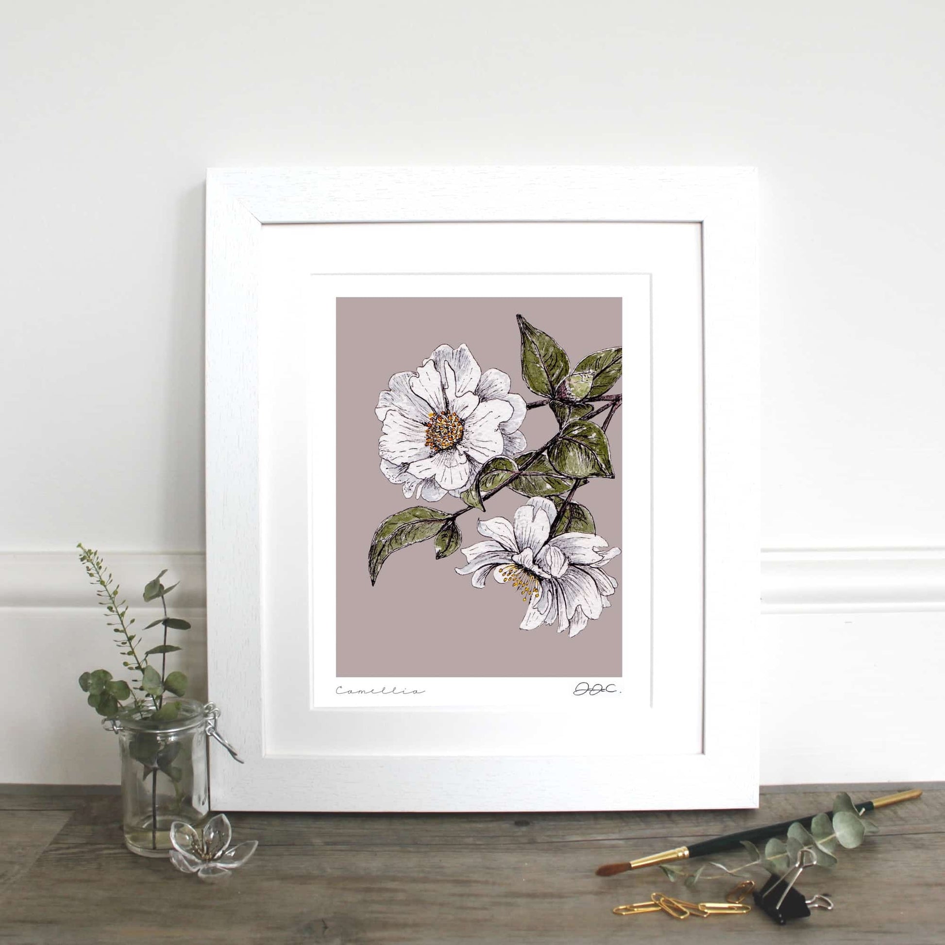 Camellia 10×12″ Mounted Fine Art Print