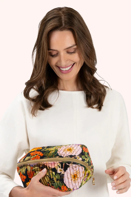 Powder Design Quilted makeup bag - Midnight Posy