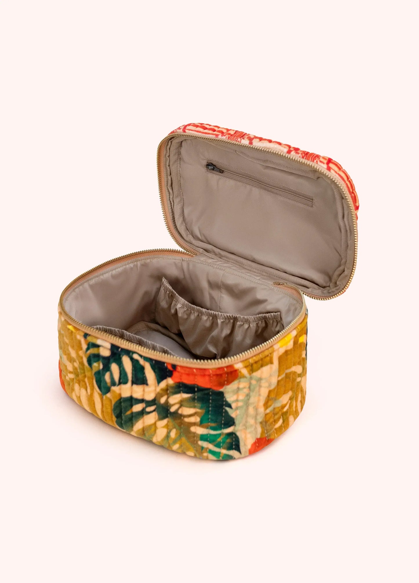 Powder Design Quilted Velvet Vanity Case - Exotic Leaves