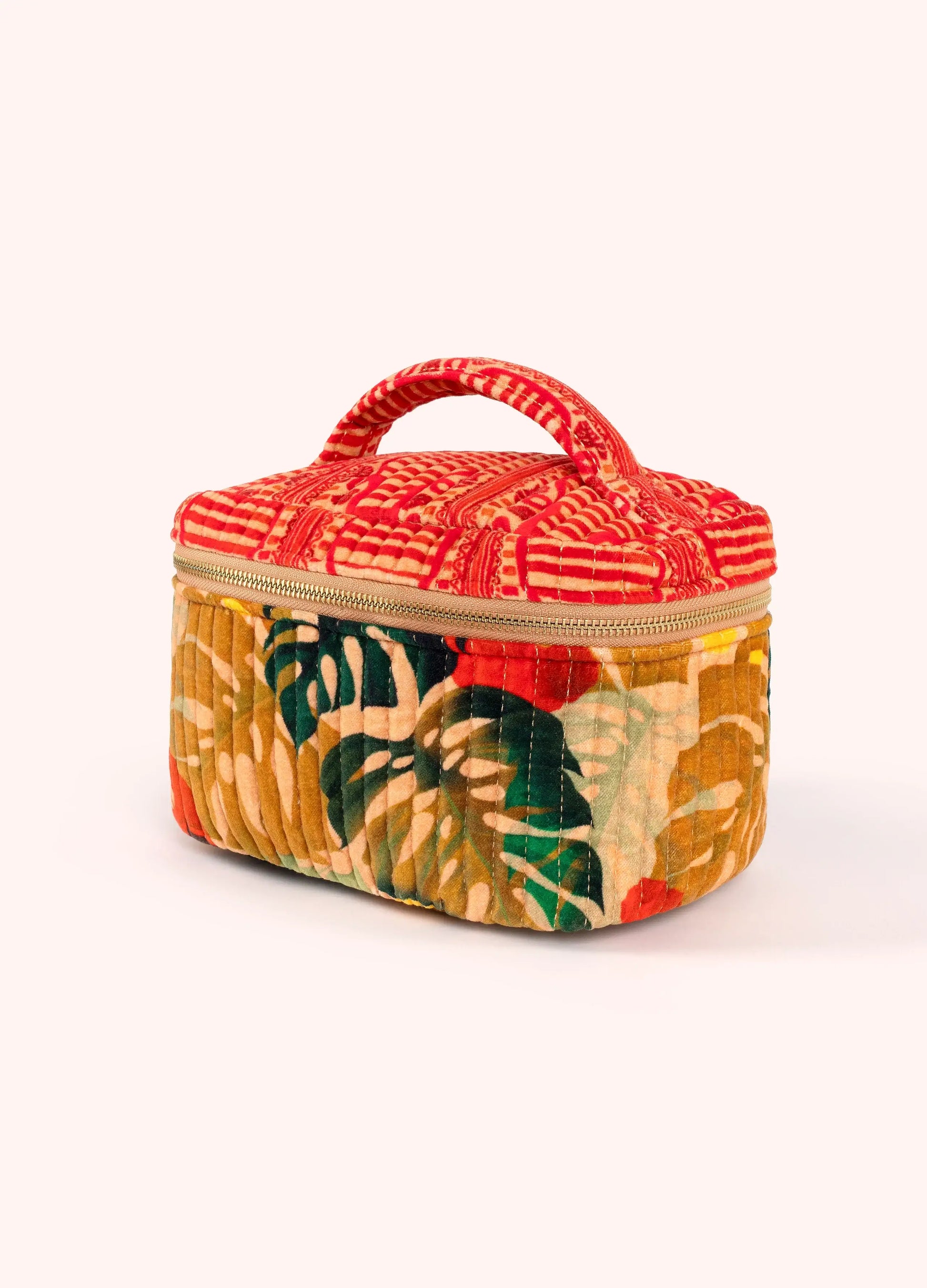 Powder Design Quilted Velvet Vanity Case - Exotic Leaves