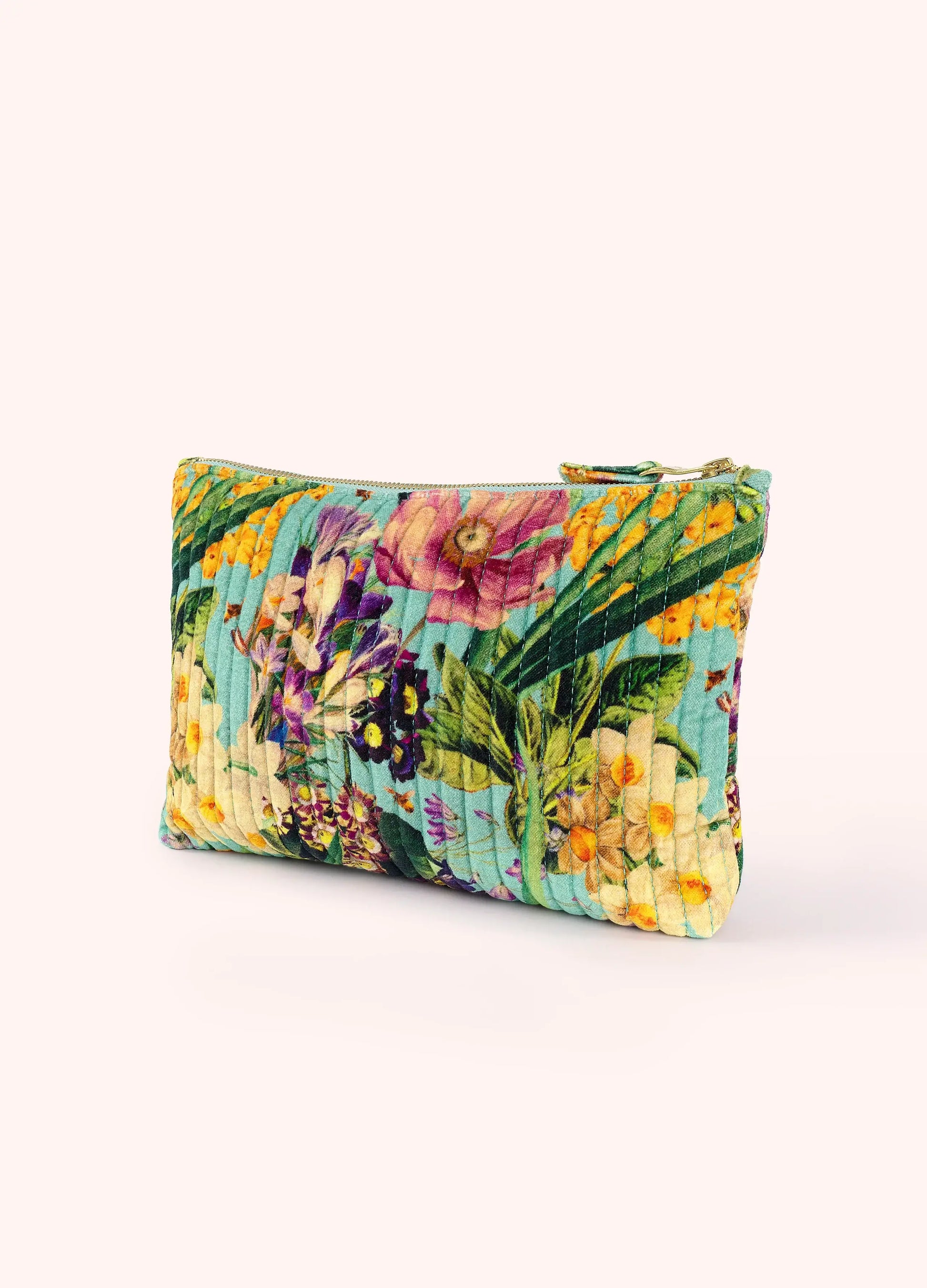 Powder Design Quilted Velvet Zip Pouch - Spring Flora